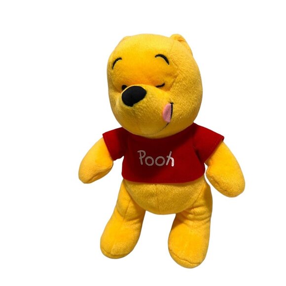 DISNEY Vintage Winnie-the-Pooh With Honey Pot Plush 10” Red Shirt - Picture 4 of 13